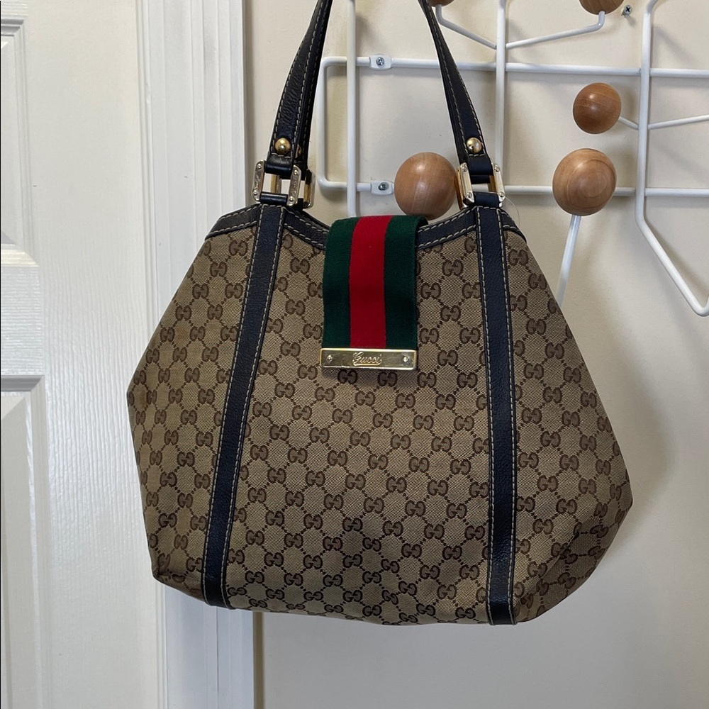 Gucci - Classic Canvas Leather Medium Tote bag - Brown